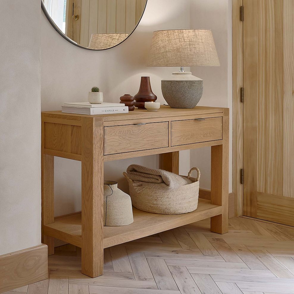 Highworth Natural Solid Oak Console Table 2
