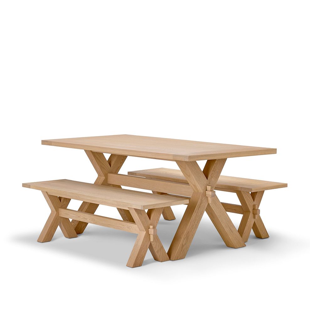 Highworth Natural Solid Oak Dining Table + 2 Highworth Natural Solid Oak Dining Benches 3