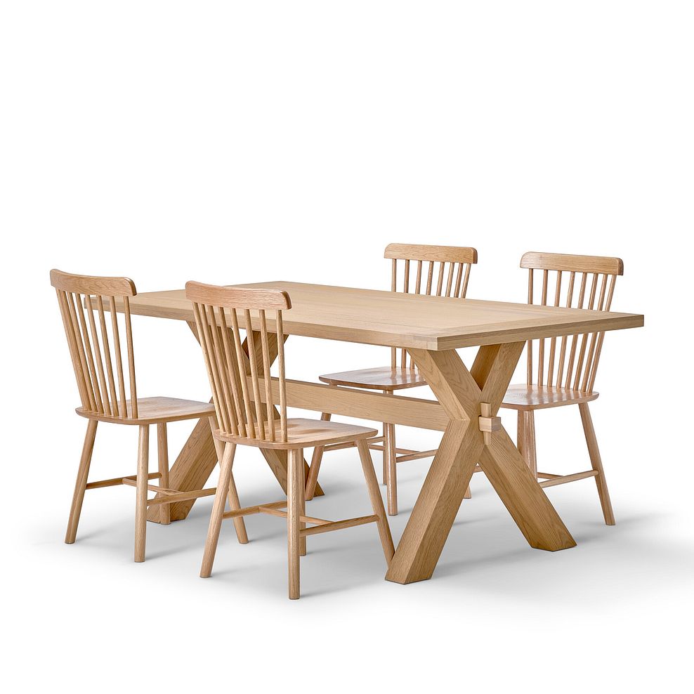 Highworth Natural Solid Oak Dining Table + 4 Kingham Natural Oak Spindle Chairs 1
