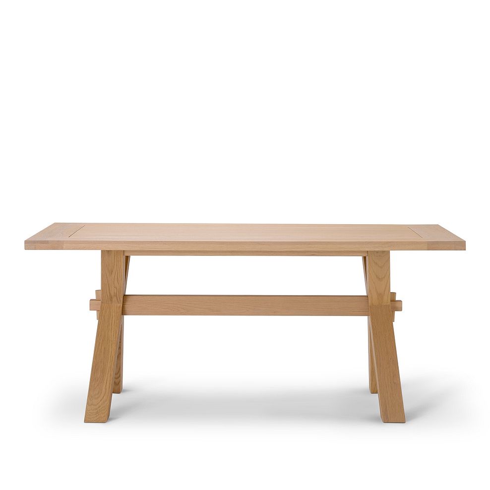 Highworth Natural Solid Oak Dining Table + 4 Scroll Back Chairs in Dappled Beige Fabric 4