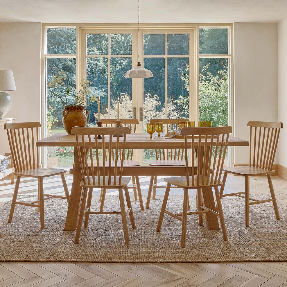 Highworth Natural Solid Oak Dining Table + 6 Kingham Natural Oak Spindle Chairs 2