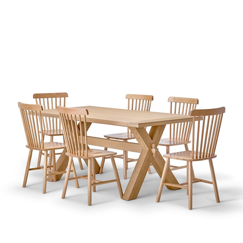 Highworth Natural Solid Oak Dining Table + 6 Kingham Natural Oak Spindle Chairs 3