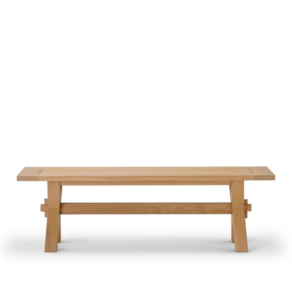 Highworth Natural Solid Oak Dining Table with 2 Highworth benches and 2 Scroll Back Chairs in Dapple Beige 9