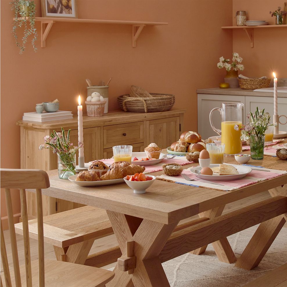 Highworth Natural Solid Oak Dining Table with 4 Kingham Chairs and 1 Highworth Bench 4