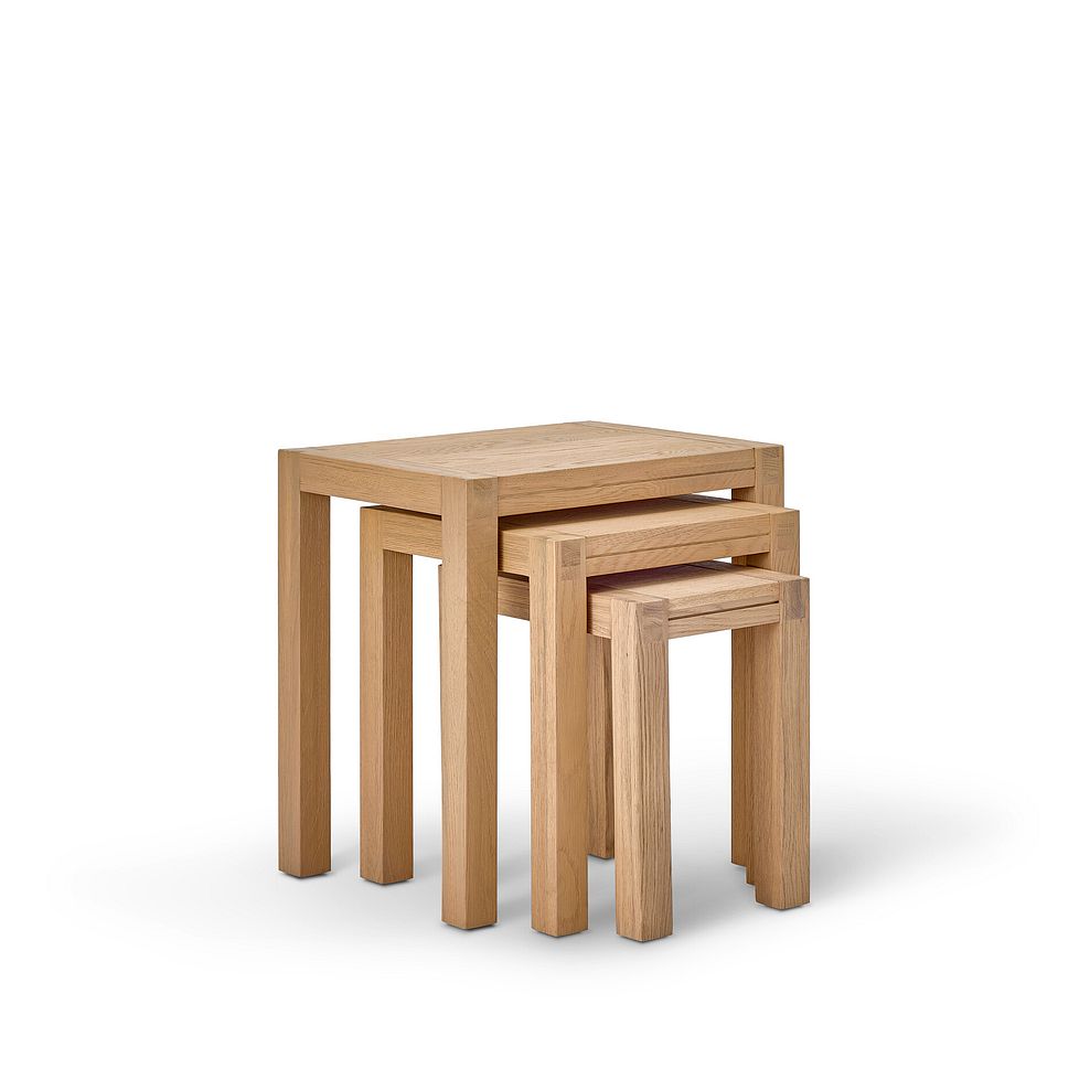 Highworth Natural Solid Oak Nest of 3 Tables 3