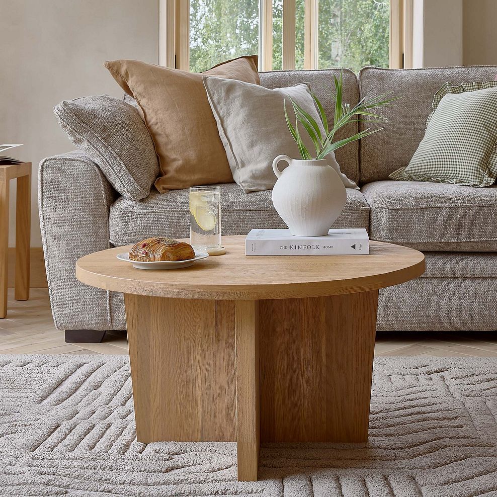 Highworth Natural Solid Oak Round Coffee Table 1