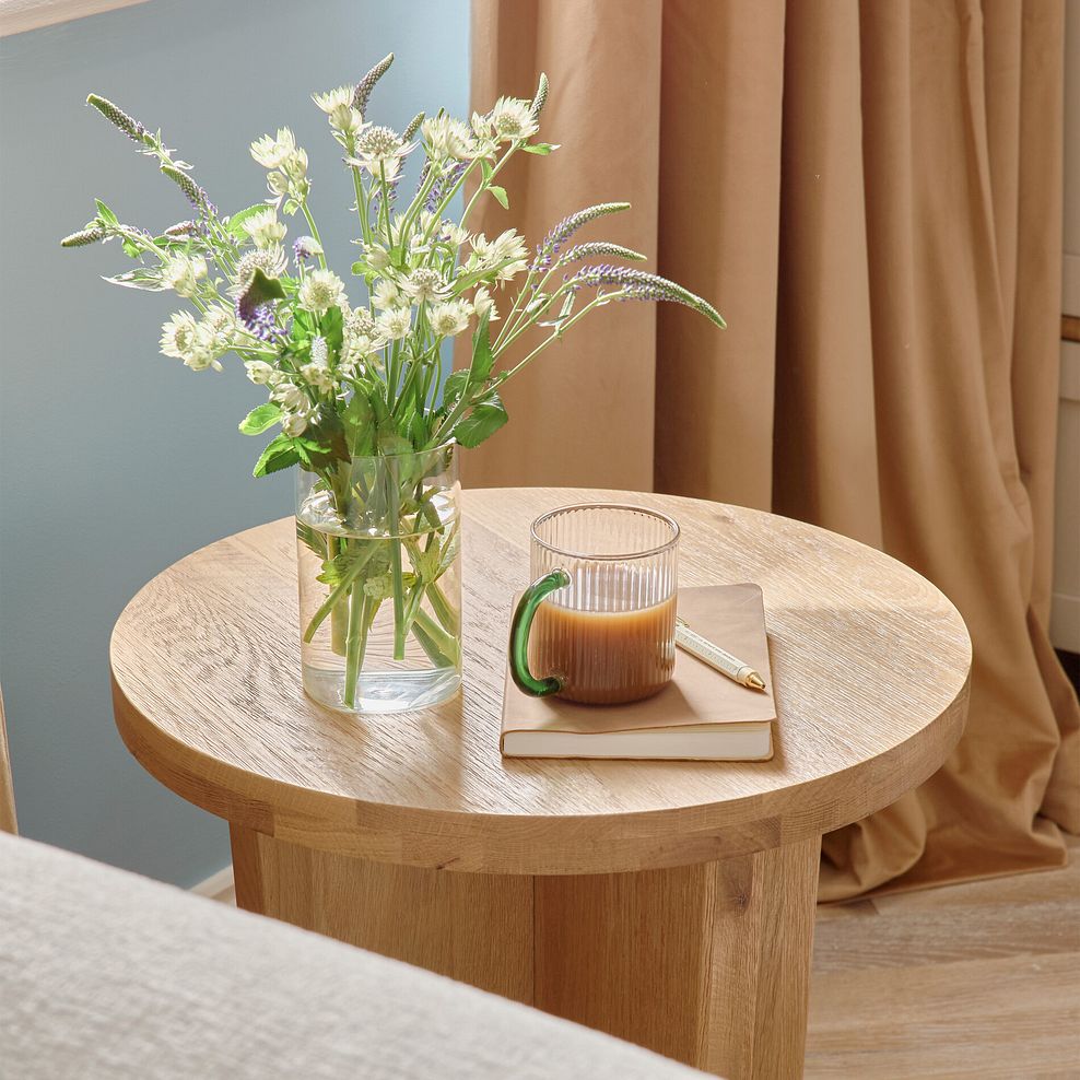 Highworth Natural Solid Oak Round Side Table 4