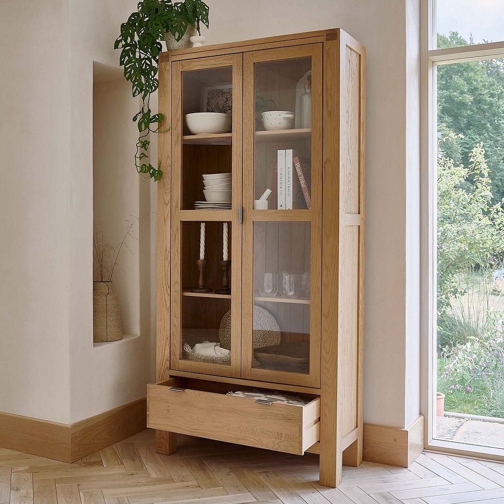 Highworth Natural Solid Oak Tall Glazed Display Cabinet 3