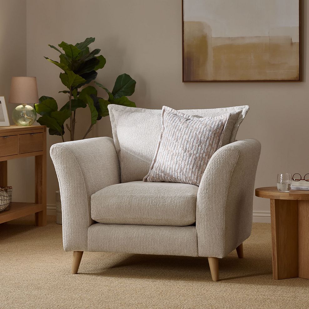 Hoxley Armchair in Leo Biscuit fabric 1