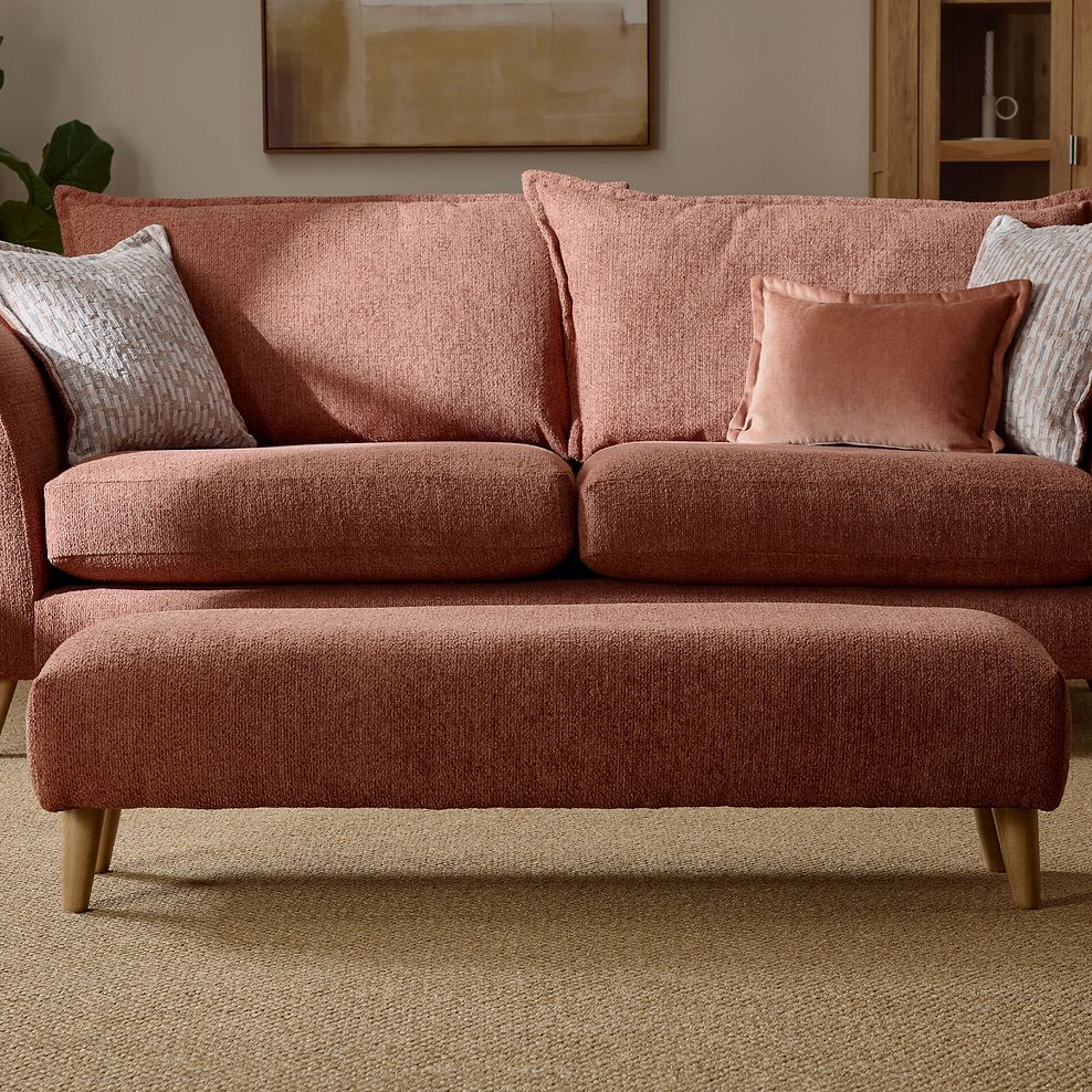 Hoxley Bench Footstool in Leo Rust fabric 1