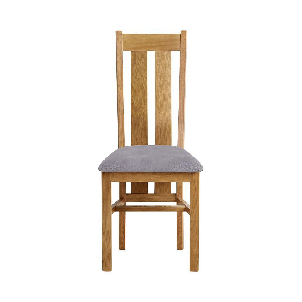 Hudson Natural Solid Oak 2ft 6" x 2ft 6" Square Dining Table + 2 Arched Back Natural Solid Oak Chair with Dappled  Silver Fabric Seat 4