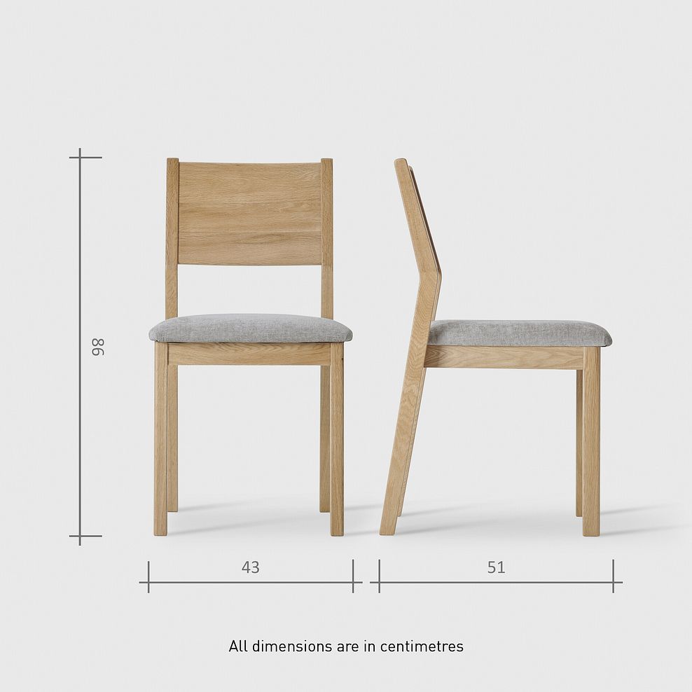 Hudson Natural Solid Oak 2ft 6 x 2ft 6 Square Dining Table + 2 Ellison Natural Oak Chair with Verona Grey Fabric Seat 6