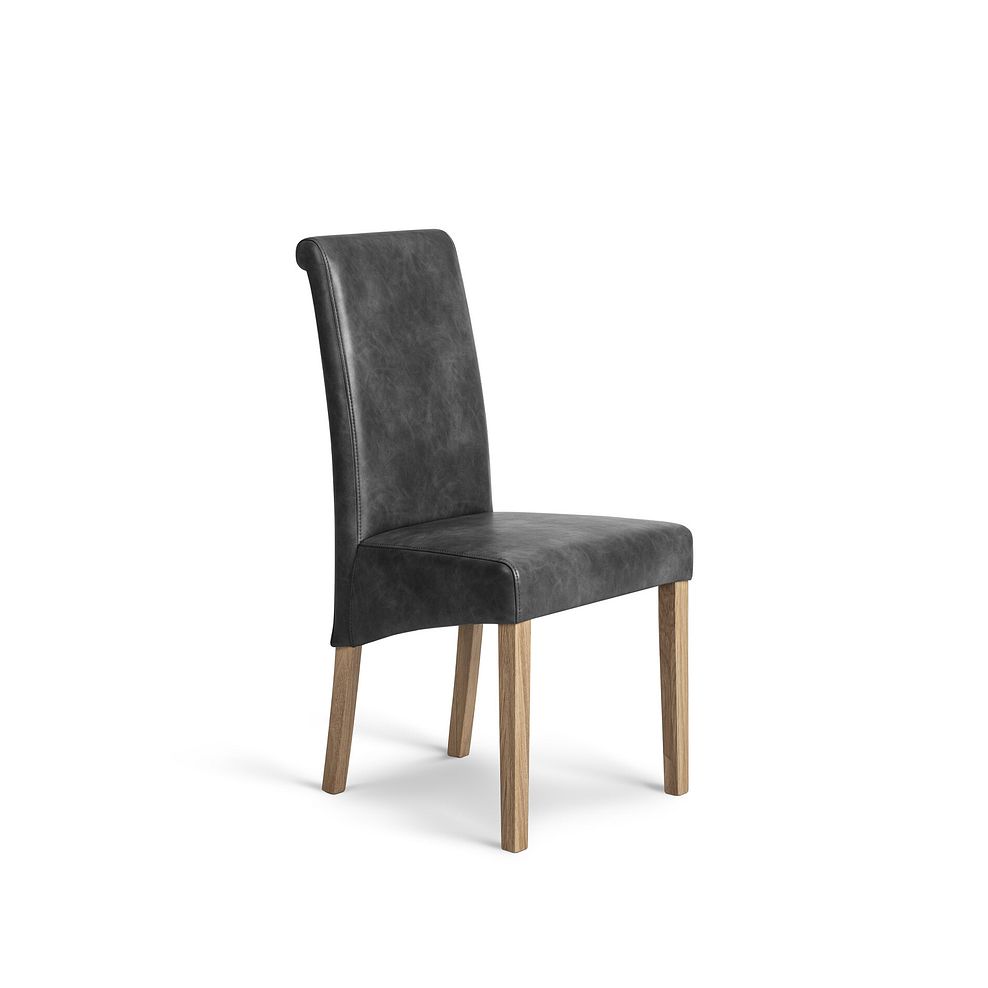 Hudson Natural Solid Oak 2ft 6 x 2ft 6 Square Dining Table + 2 Scroll Back Chair in Vintage Black Leather Look Fabric with Oak Legs 3
