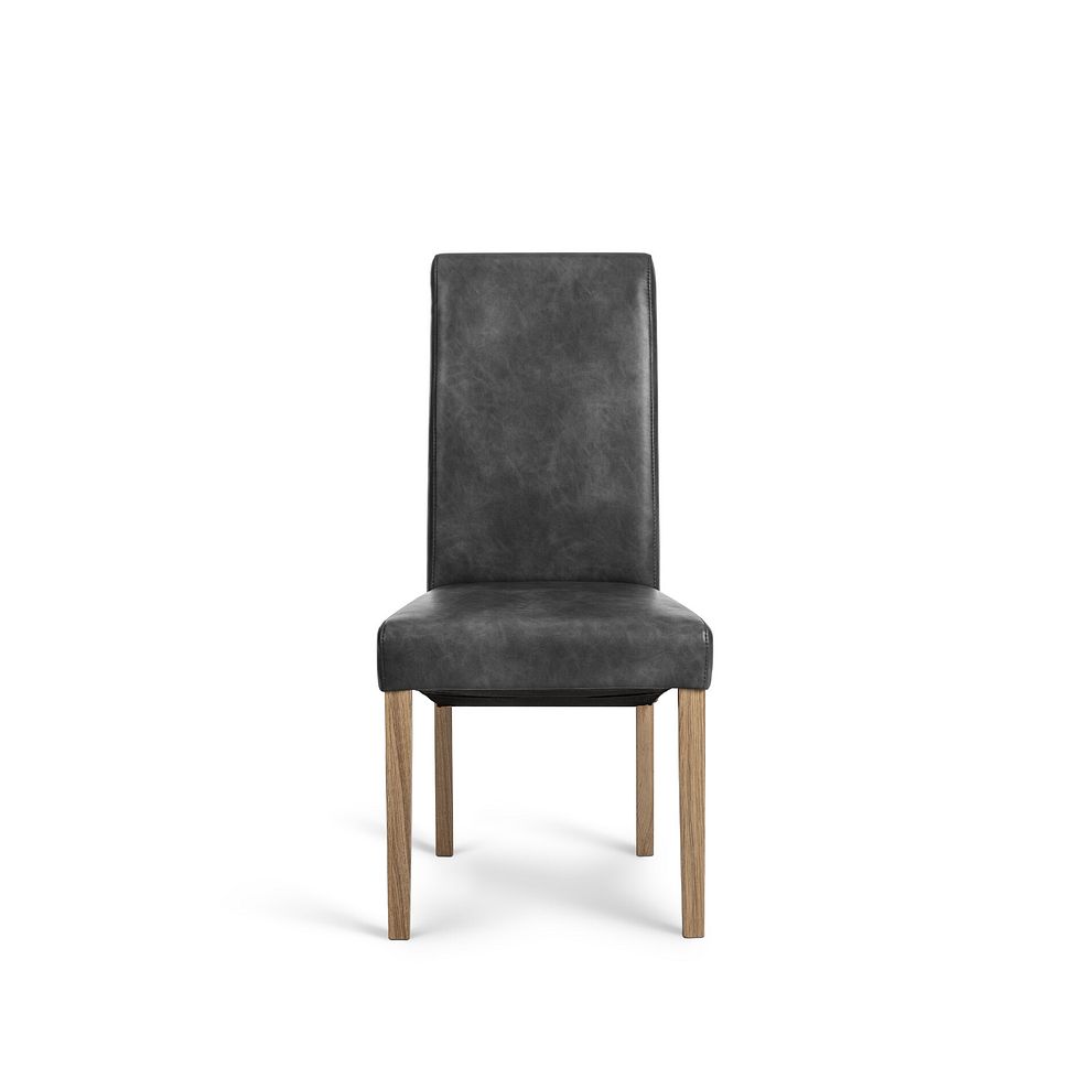 Hudson Natural Solid Oak 2ft 6 x 2ft 6 Square Dining Table + 2 Scroll Back Chair in Vintage Black Leather Look Fabric with Oak Legs 4