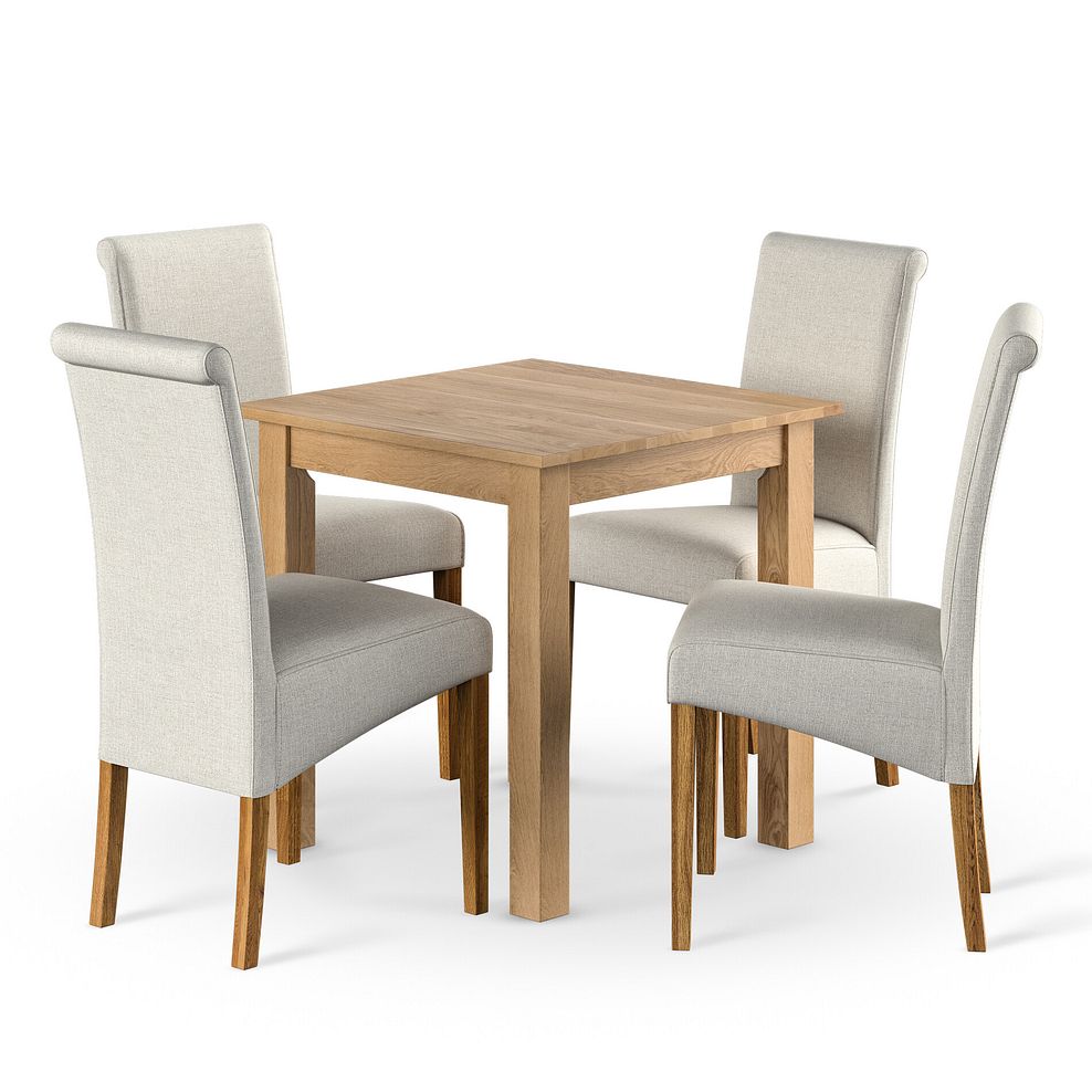 Hudson Natural Solid Oak Dining Table and 4 Scroll Backs in Conway Stone  1