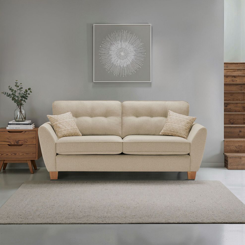 Inca 3 Seater Sofa in Christy Collection Beige Fabric 1