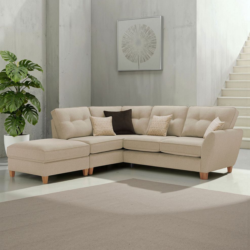 Inca Right Hand Corner Chaise Sofa in Christy Collection Beige Fabric 1
