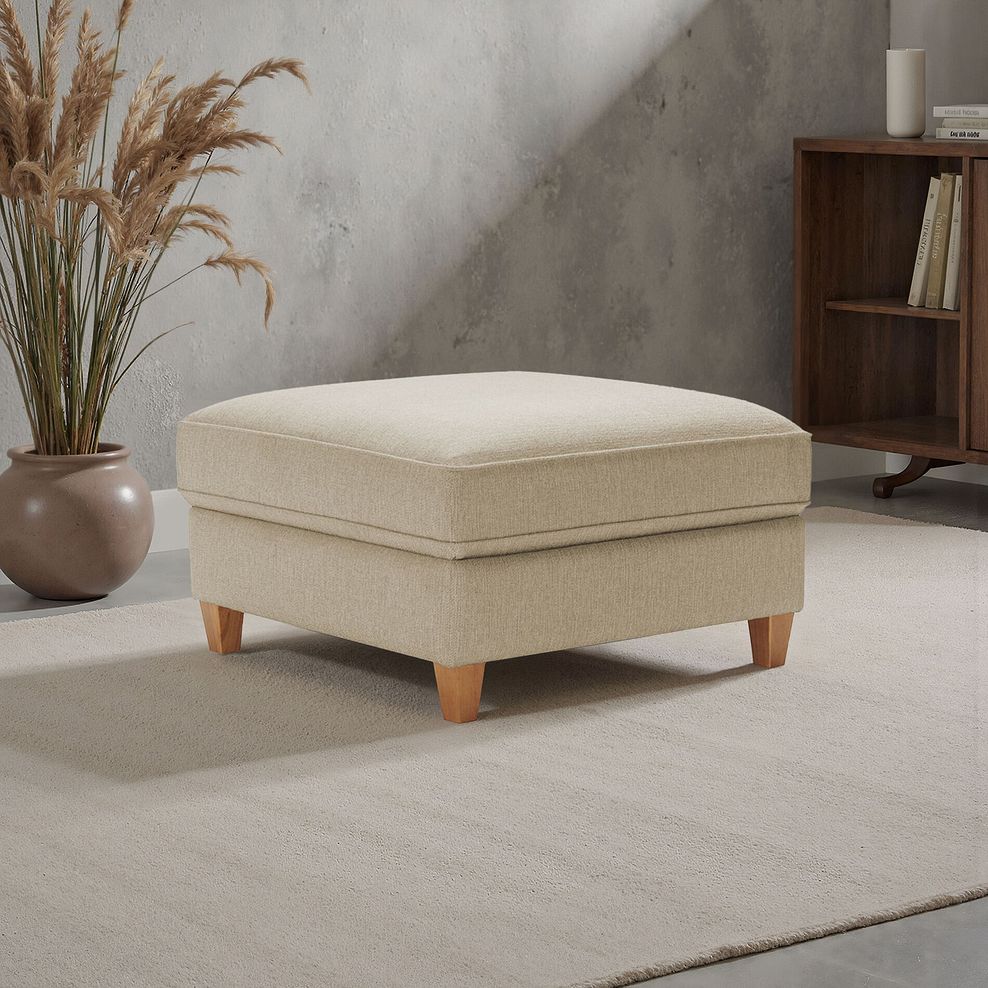 Inca Corner Chaise Large Storage Footstool in Christy Collection Beige Fabric 1
