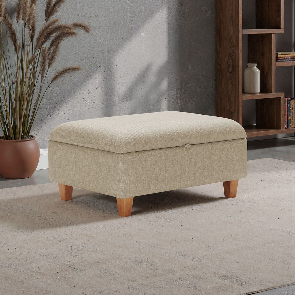 Inca Storage Footstool in Christy Collection Beige Fabric 1