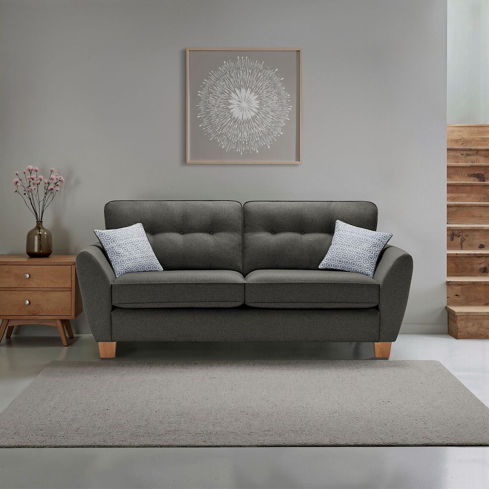 Inca 3 Seater Sofa in Christy Collection Charcoal Fabric 1