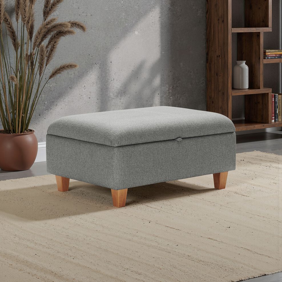 Inca Storage Footstool in Christy Collection Grey Fabric 1