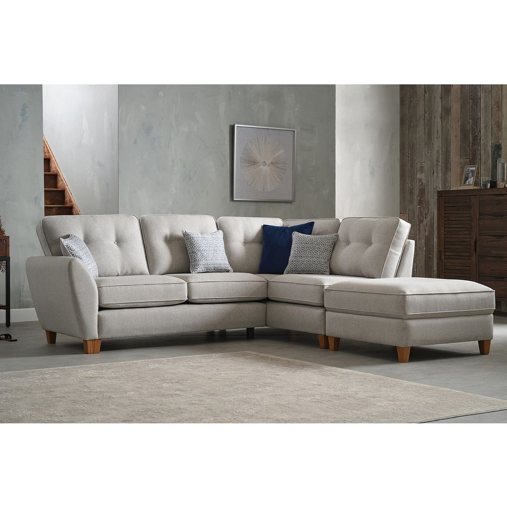 Inca Left Hand Corner Chaise Sofa in Christy Collection Silver Fabric 1