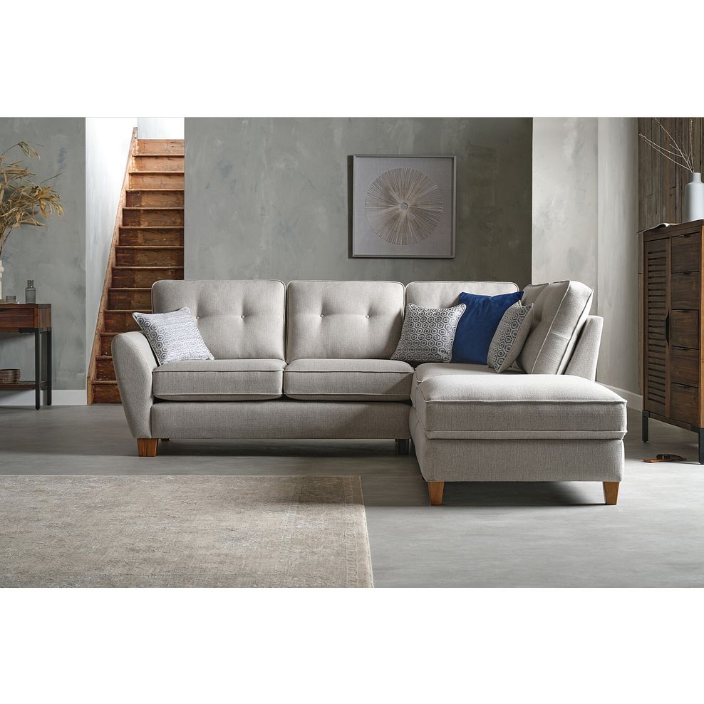 Inca Left Hand Corner Chaise Sofa in Christy Collection Silver Fabric 2