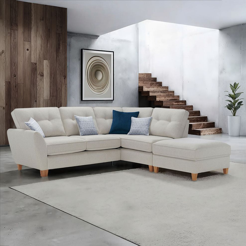 Inca Left Hand Corner Chaise Sofa in Christy Collection Silver Fabric 13