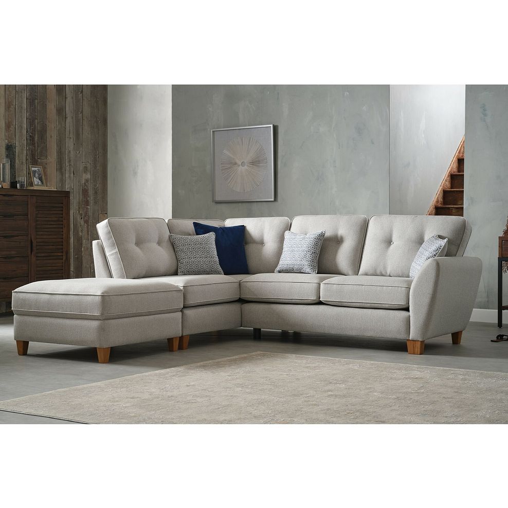 Inca Right Hand Corner Chaise Sofa in Christy Collection Silver Fabric Thumbnail 1