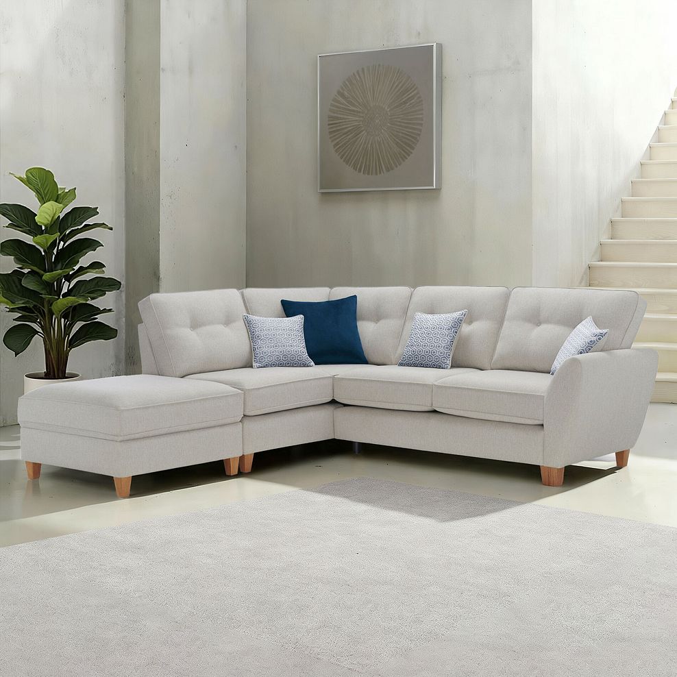 Inca Right Hand Corner Chaise Sofa in Christy Collection Silver Fabric 13