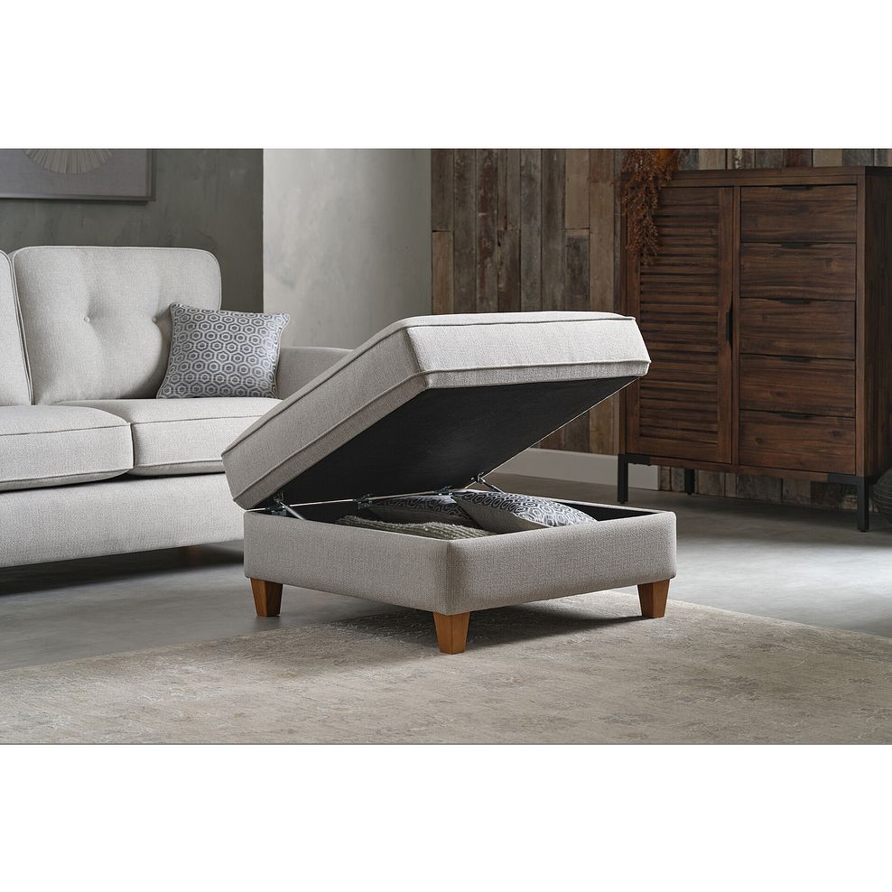 Inca Corner Chaise Large Storage Footstool in Christy Collection Silver Fabric 1