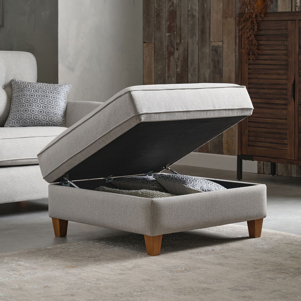 Inca Corner Chaise Large Storage Footstool in Christy Collection Silver Fabric 3