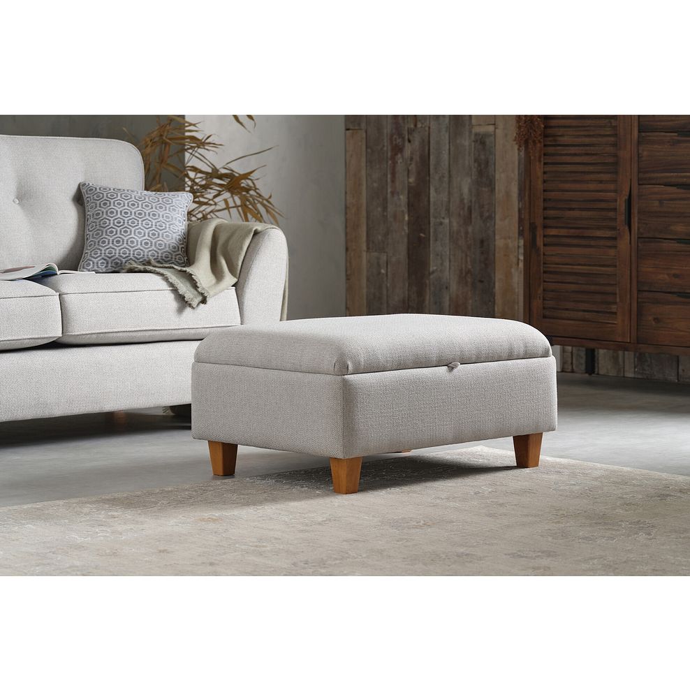 Inca Storage Footstool in Christy Collection Silver Fabric 2