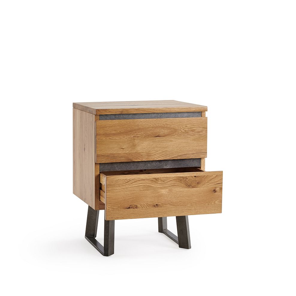 Boston Natural Solid Oak and Metal 2 Drawer Bedside Table 4