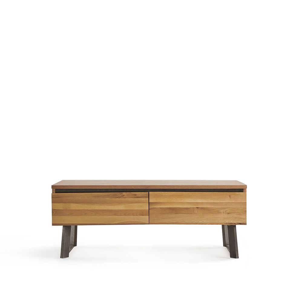 Boston Natural Solid Oak and Metal Coffee Table Thumbnail 2