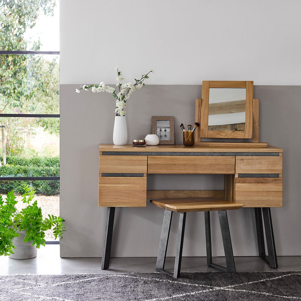 Boston Natural Solid Oak and Metal Dressing Table 1