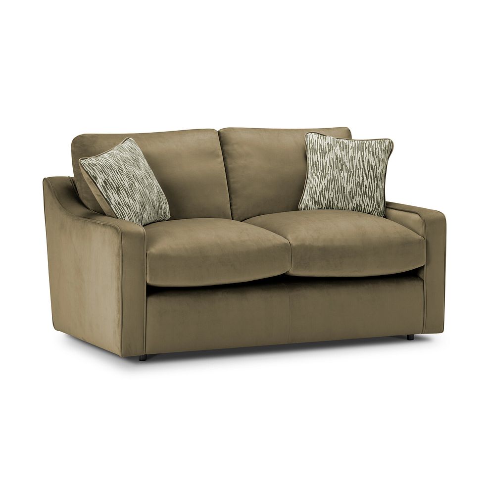 Isabella 2 Seater Sofa in Festival Khaki Fabric with Olive Scatter Cushions 1