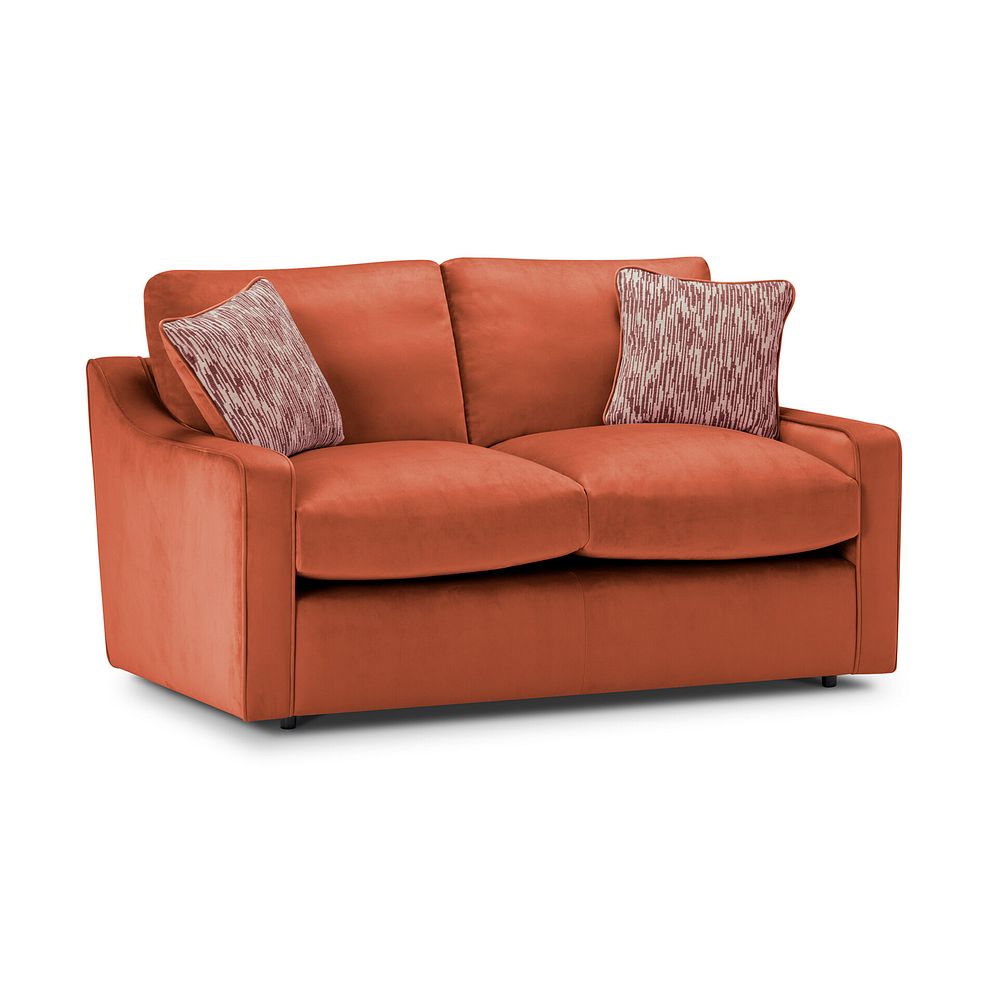 Isabella 2 Seater Sofa in Festival Marmalade Fabric with Rust Scatter Cushions 1