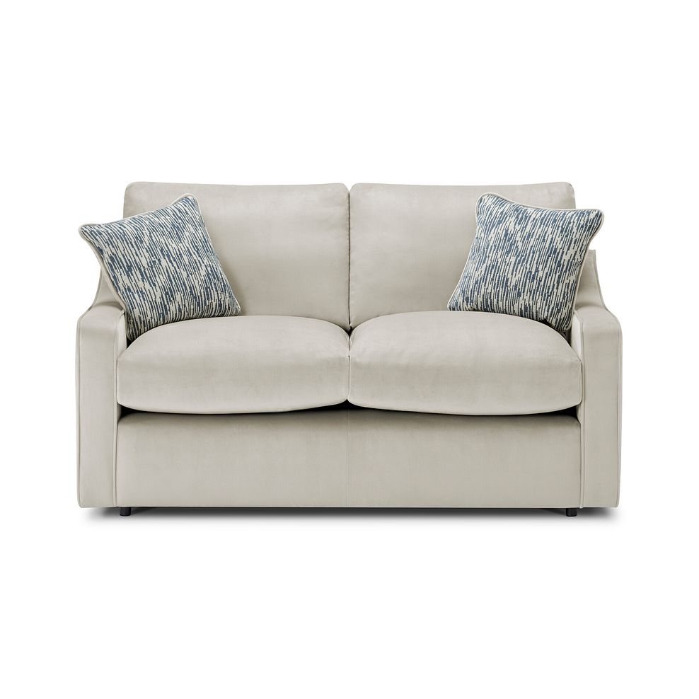 Isabella 2 Seater Sofa in Festival Stone Fabric with Navy Scatter Cushions 2