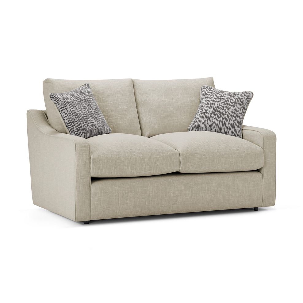 Isabella 2 Seater Sofa in Polly Mocha Fabric with Natural Scatter Cushions 1