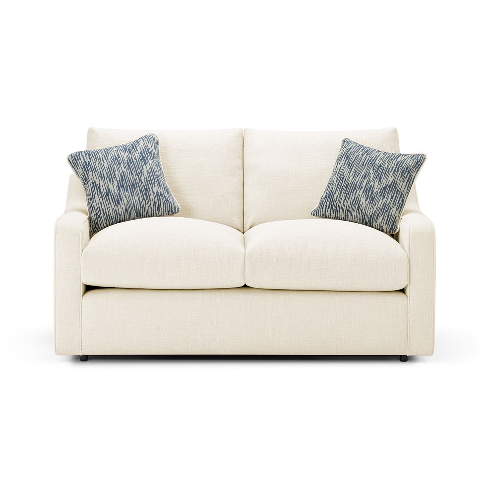 Isabella 2 Seater Sofa in Polly Natural Fabric with Navy Scatter Cushions 4