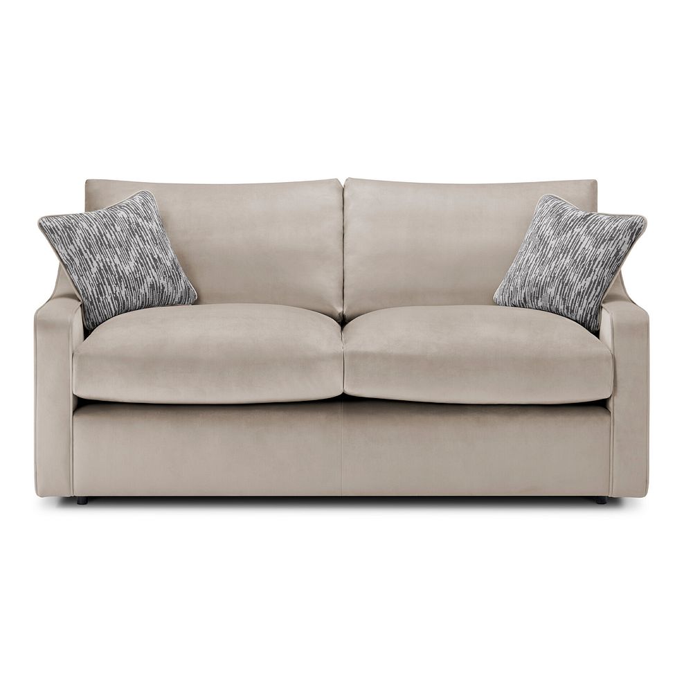 Isabella 3 Seater Sofa in Festival Mink Fabric with Natural Scatter Cushions 2