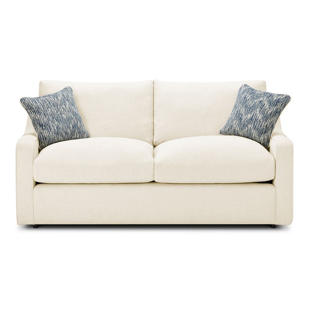 Isabella 3 Seater Sofa in Polly Natural Fabric with Navy Scatter Cushions 4