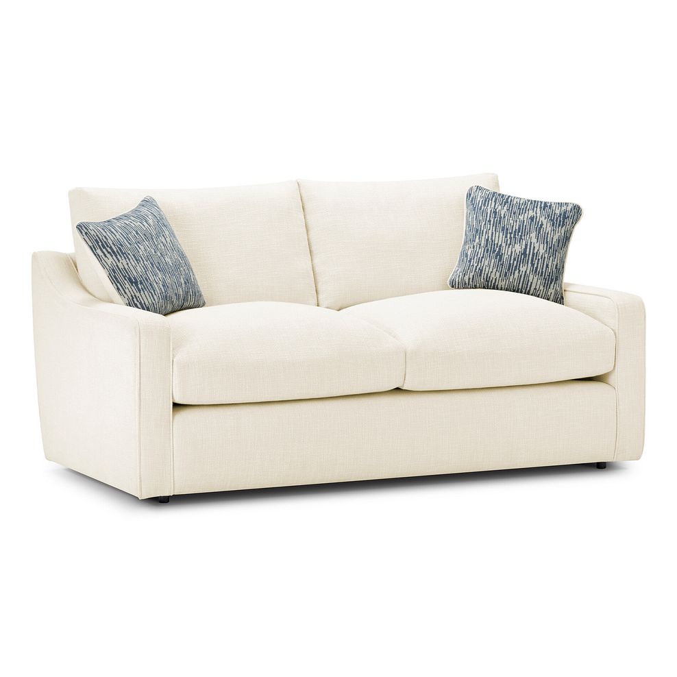 Isabella 3 Seater Sofa in Polly Natural Fabric with Navy Scatter Cushions 3