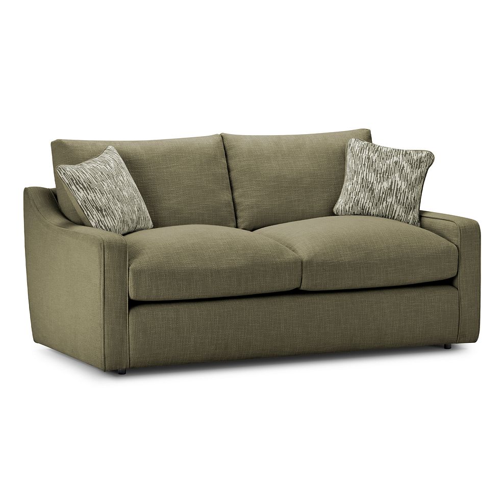 Isabella 3 Seater Sofa in Polly Olive Fabric with Olive Scatter Cushions 1