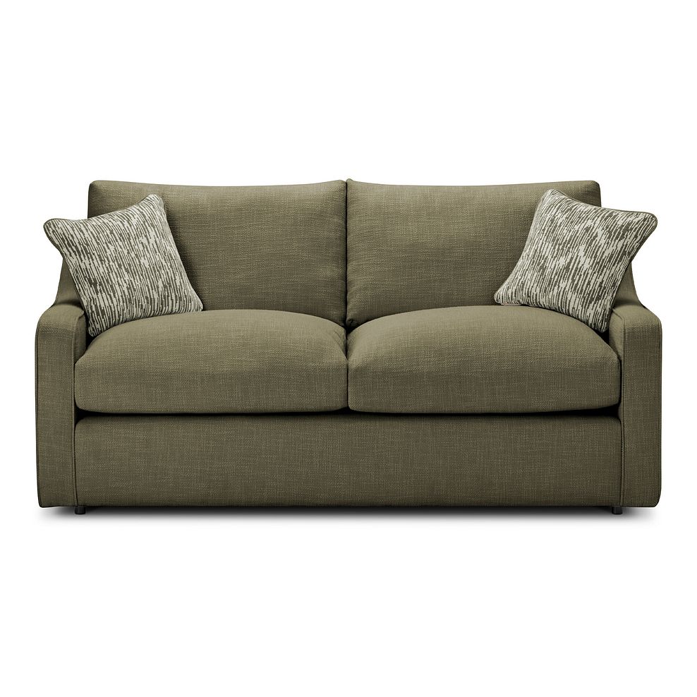 Isabella 3 Seater Sofa in Polly Olive Fabric with Olive Scatter Cushions 2