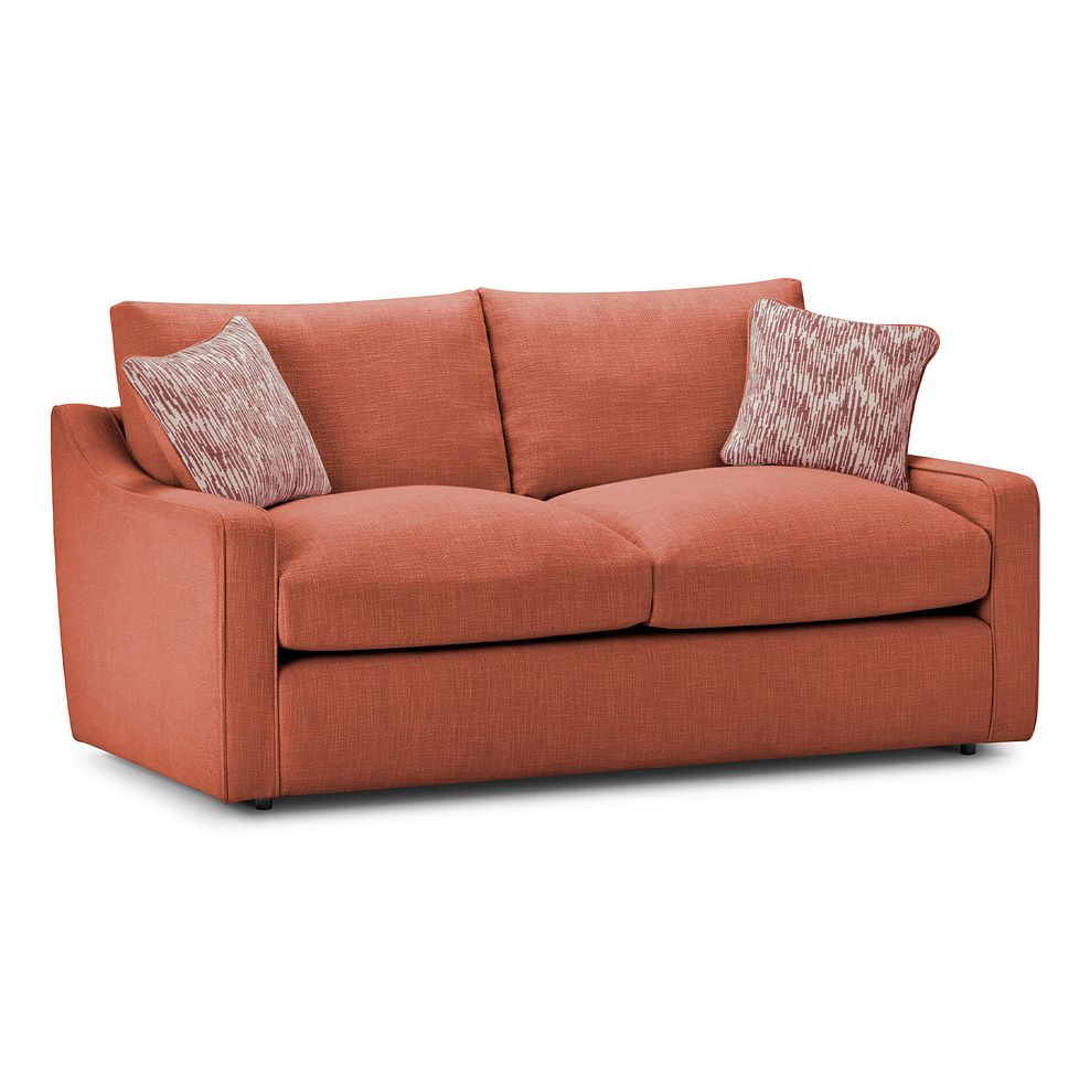Isabella 3 Seater Sofa in Polly Rust Fabric with Rust Scatter Cushions 1