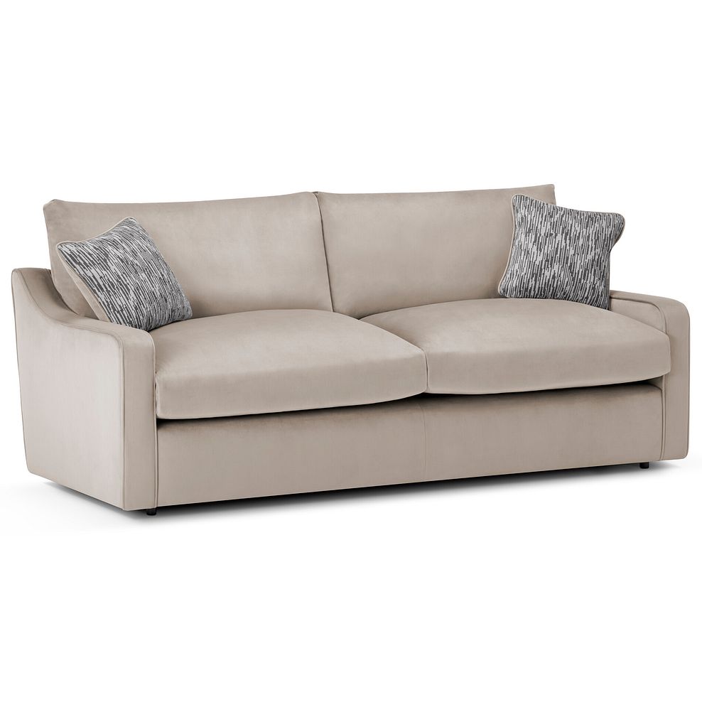 Isabella 4 Seater Sofa in Festival Mink Fabric with Natural Scatter Cushions 1