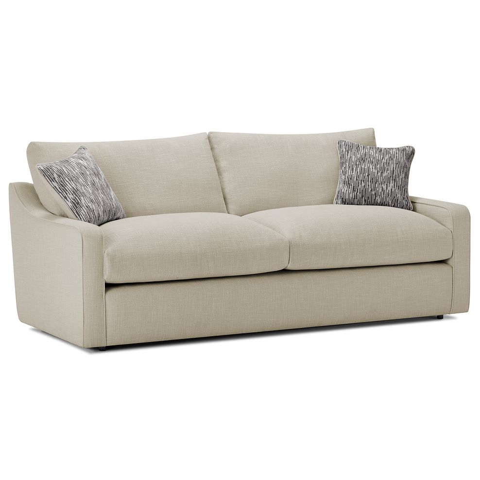 Isabella 4 Seater Sofa in Polly Mocha Fabric with Natural Scatter Cushions 1