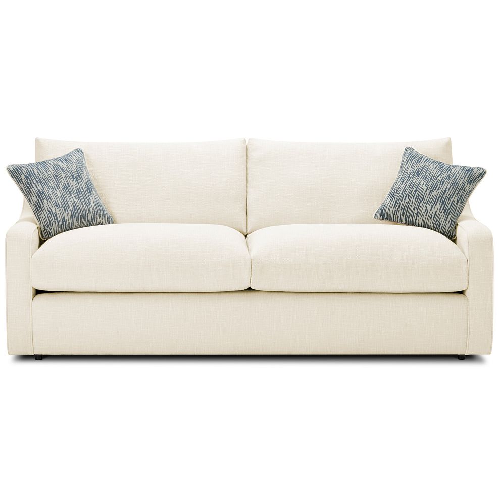 Isabella 4 Seater Sofa in Polly Natural Fabric with Navy Scatter Cushions 4